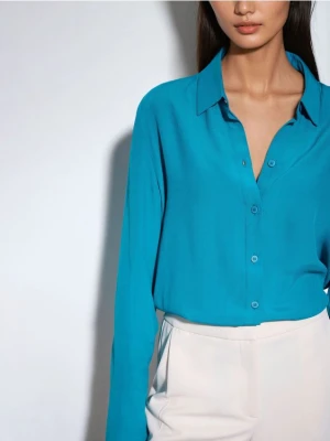 Mohito - Turkusowa koszula z wiskozy - turkusowy