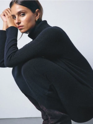 Mohito - Wełniana czarna sukienka maxi - czarny