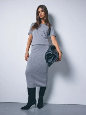 Mohito - Wełniana szara spódnica - szary