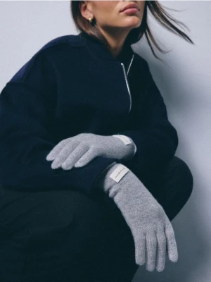 Mohito - Wełniane szare rękawiczki - szary