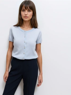 Mohito - Wełniany błękitny kardigan - błękitny