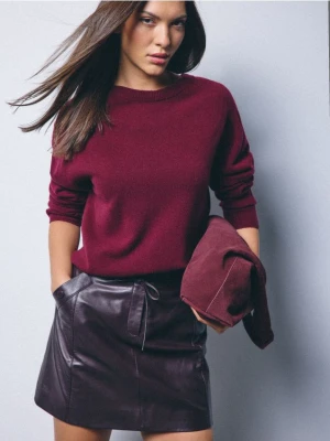 Mohito - Wełniany burgundowy sweter - burgundowy