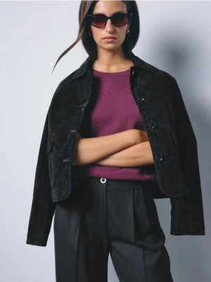 Mohito - Wełniany burgundowy sweter - kasztanowy