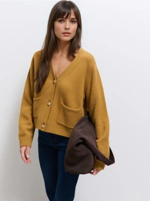 Mohito - Wełniany kardigan - musztardowy