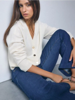 Mohito - Wełniany kremowy kardigan - kremowy