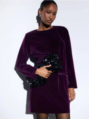 Mohito - Welurowa bordowa sukienka mini - kasztanowy