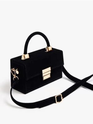 Mohito - Welurowa czarna torebka na ramię - czarny