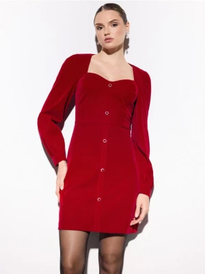 Mohito - Welurowa sukienka mini - czerwony