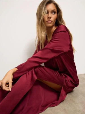 Mohito - Wiskozowe bordowe spodnie od piżamy - kasztanowy