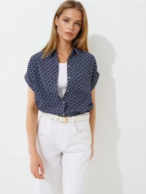 Mohito - Wzorzysta koszula z wiskozy - granatowy