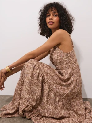 Mohito - Wzorzysta sukienka maxi - brązowy