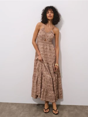 Mohito - Wzorzysta sukienka maxi - brązowy