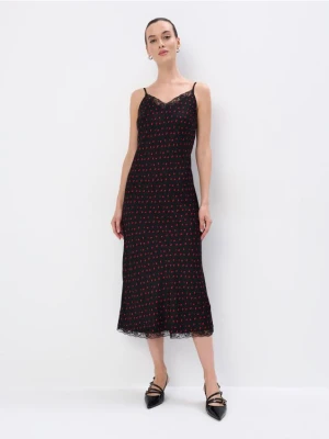 Mohito - Wzorzysta sukienka midi z wiskozy - czarny