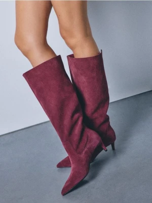 Zdjęcie produktu Mohito - Zamszowe burgundowe kozaki - kasztanowy