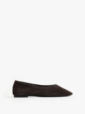 Mohito - Zamszowe czekoladowe baleriny - ciemnobrązowy