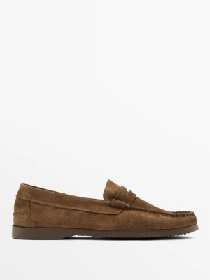 Mokasyny Antifaz Ze Skóry - Brązowy - - Massimo Dutti - Mężczyzna