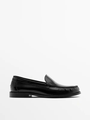Mokasyny Antyczne Skóra - Czarny - - Massimo Dutti - Mężczyzna