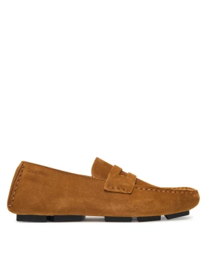 Mokasyny Calvin Klein Square Driver Suede HW0HW02844 Brązowy