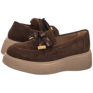 Mokasyny Ciemnobrązowe DP8293 / 26 D BR (FO261-b) Filippo