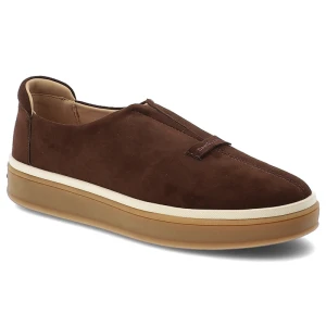 Mokasyny damskie Daniel Lopez, zamszowa cholewka wsuwany fason minimalistyczny design gruba elastyczna podeszwa okrągły nosek, brązowe, TT2D4083