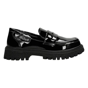 Czarne lakierki dziecięce mokasyny z wkladka stitch Bartek 87074-11