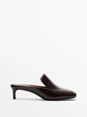 Mokasyny Na Obcasie Ze Skóry - Brązowy - Massimo Dutti - Female