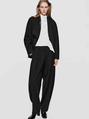 Mokasyny Na Obcasie Ze Skóry - Limited Edition - Czarny - Massimo Dutti - Female