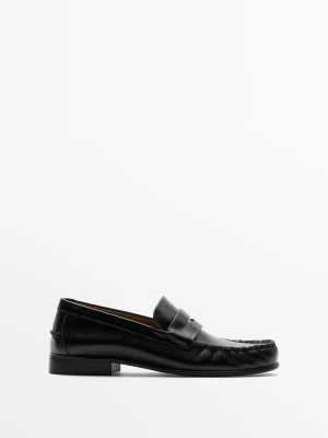 Mokasyny Skórzane Antifaz - Czarny - Massimo Dutti - Female