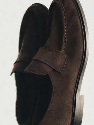 Mokasyny Skórzane Soft Z Wypukłym Szwem – Limited Edition - Brązowy - Massimo Dutti - Male
