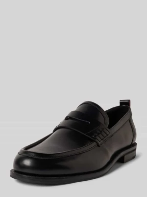 Mokasyny skórzane z obszyciem typu pennyloafer model ‘VARIAN’ Hugo Czarny
