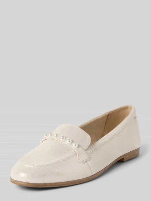 Mokasyny skórzane z perełkami tamaris