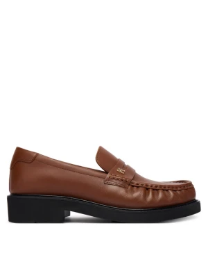 Mokasyny Tommy Hilfiger Th Square Toe Leather Loafer FW0FW08977 Brązowy