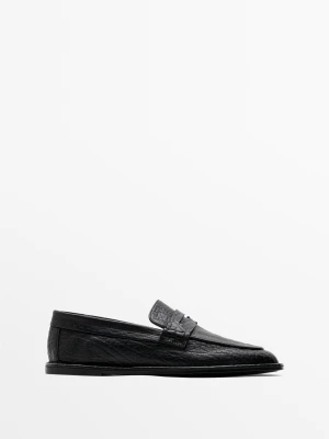 Mokasyny Z Miękkiej Skóry - Czarny - Massimo Dutti - Female