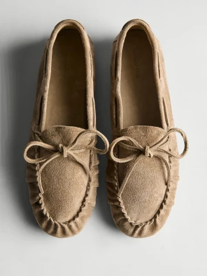 Mokasyny Z Miękkiej Skóry Z Marszczeniem - Norkowy - Massimo Dutti - Female