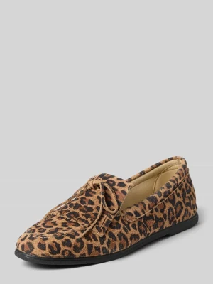 Mokasyny ze skóry we wzór na całej powierzchni model 'MOCCASINS VELOUR LEO' Espadrij