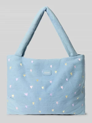 Mom bags z wyhaftowanymi motywami i naszywką z logo STUDIO NOOS Jasnoniebieski