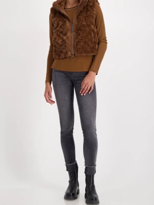 Monari Damska kamizelka ze sztucznego futra Kobiety brązowy jednolity,