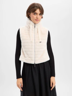 Monari Damska kamizelka ze sztucznego futra Kobiety Sztuczne włókno biały jednolity,