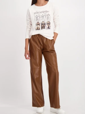 Monari Damska koszulka z długim rękawem - Ciao Bella Kobiety Dżersej beżowy nadruk,