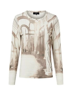 Monari Damska koszulka z długim rękawem Kobiety wiskoza biały|brązowy nadruk,