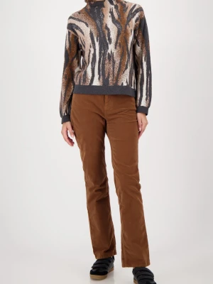 Monari Damski sweter z cienkiej dzianiny - Ciao Bella Kobiety drobna dzianina brązowy|szary|beżowy wzorzysty,