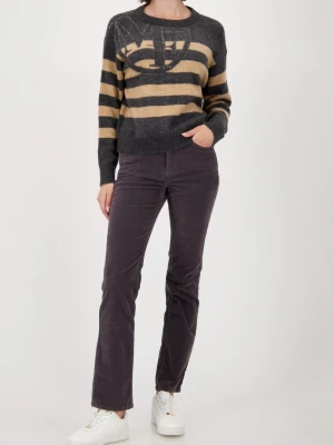 Monari Damski sweter z dzianiny - Ciao Bella Kobiety Sztuczne włókno szary|beżowy w paski,