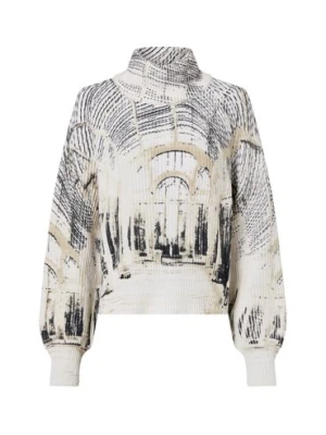 Monari Sweter damski z dzianiny Kobiety Bawełna biały|czarny|beżowy wzorzysty,