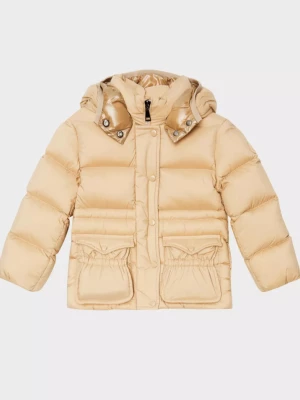 Moncler Kids Beżowy płaszcz z kapturem 0-3 lat rozmiar 12/18 MC