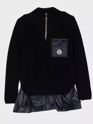 Moncler Kids Granatowa sukienka z dzianiny 6-14 lat rozmiar