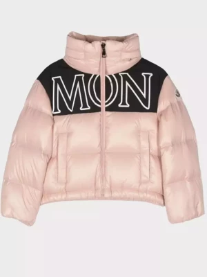 Moncler Kids Różowa pikowana kurtka z logo 8-14 lat rozmiar