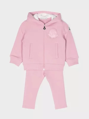 Moncler Kids Różowy dres z kapturem i logo 0-3 lat rozmiar 6/9 MSC