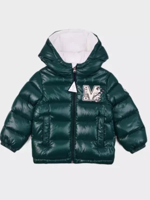 Moncler Kids Zielona kurtka Arslan z logo 0-3 lat rozmiar 12/18 MSC