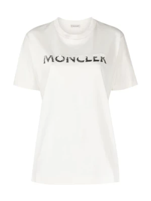 Moncler, Koszulka z cekinami z bawełny White, female,