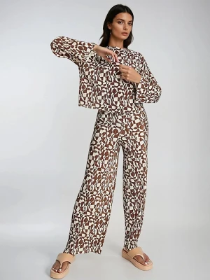 Monki Bluzka w kolorze brązowo-kremowym rozmiar: S